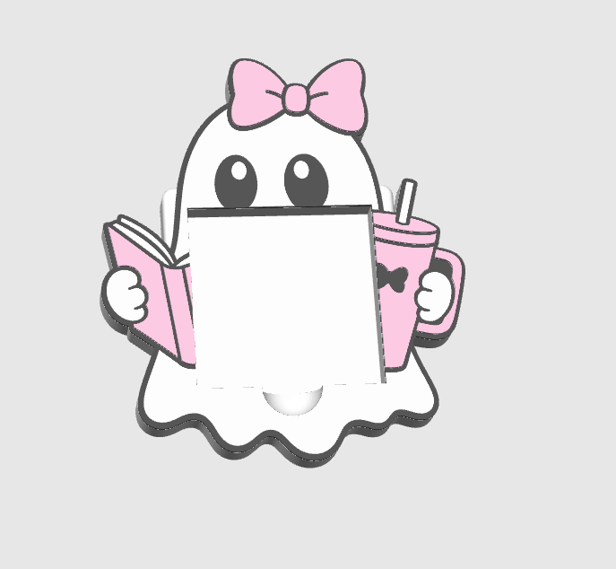Bookish Ghost Sticky Note Holder: Desk Decor 3D Print File (STL/3MF Digital Download)