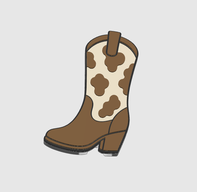Cow Print Cowboy Boot Can Opener Keychain 3D Print File (STL + 3MF Digital Download)