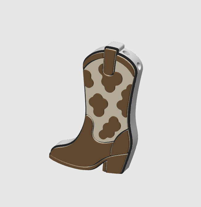 Cow Print Cowboy Boot Can Opener Keychain 3D Print File (STL + 3MF Digital Download)