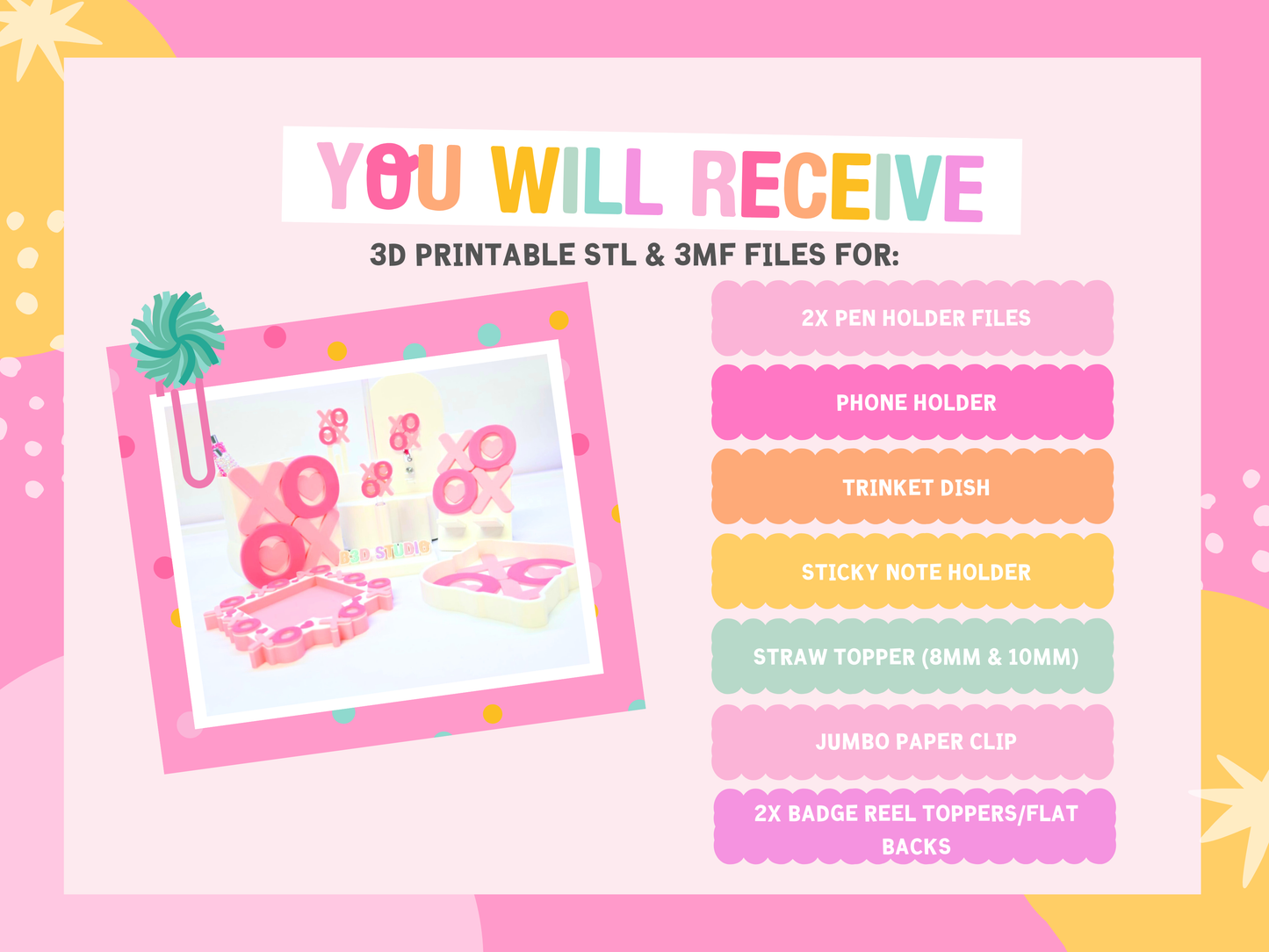 XO Hugs and Kisses 3D Print File Design Bundle (STL & 3MF Digital Download)