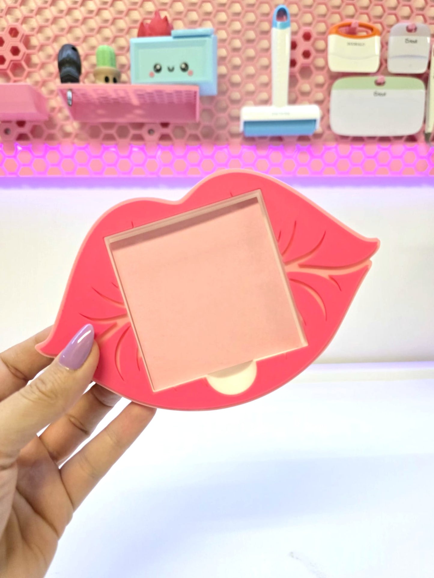 Lips Sticky Note Holder STL + 3MF File: Girly 3D Printable Organizer (Digital Download)
