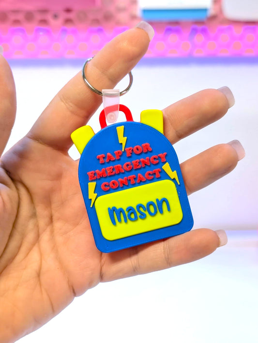 Digital Download - Lightning Backpack NFC Bag Tag - Editable Text Emergency Contact