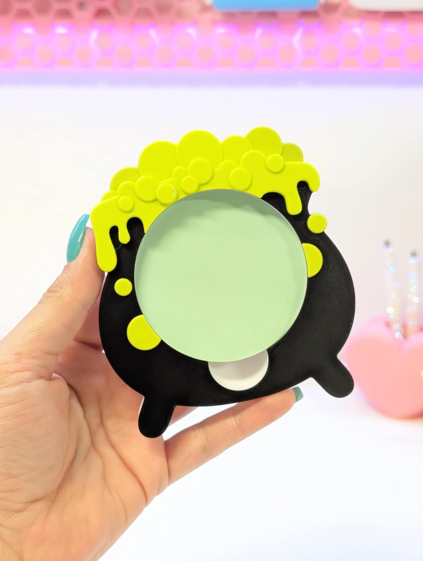 Cauldron Round Sticky Note Holder - STL & 3MF - Digital Download