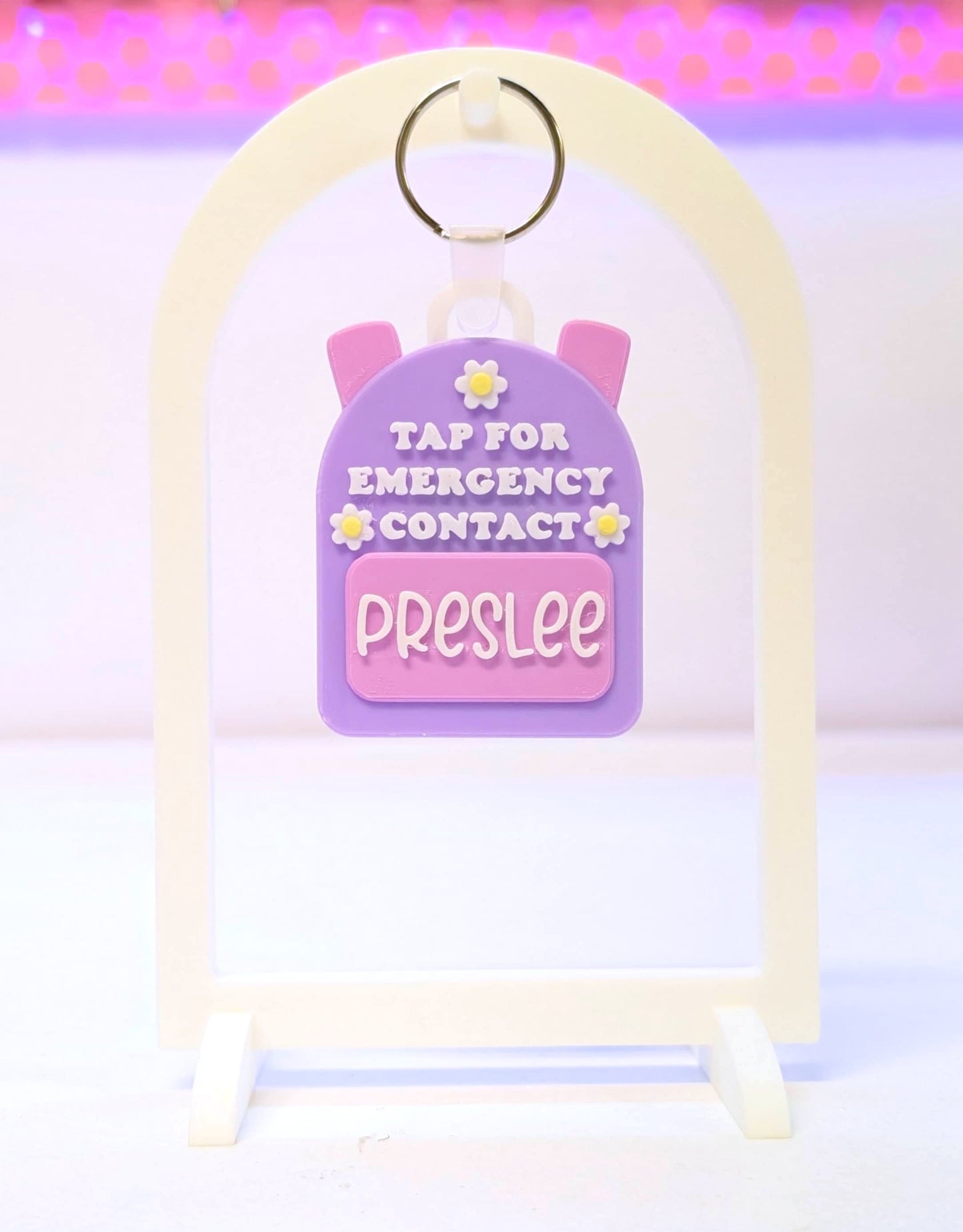 Digital Download - Daisy Backpack NFC Bag Tag - Editable Text Emergency Contact
