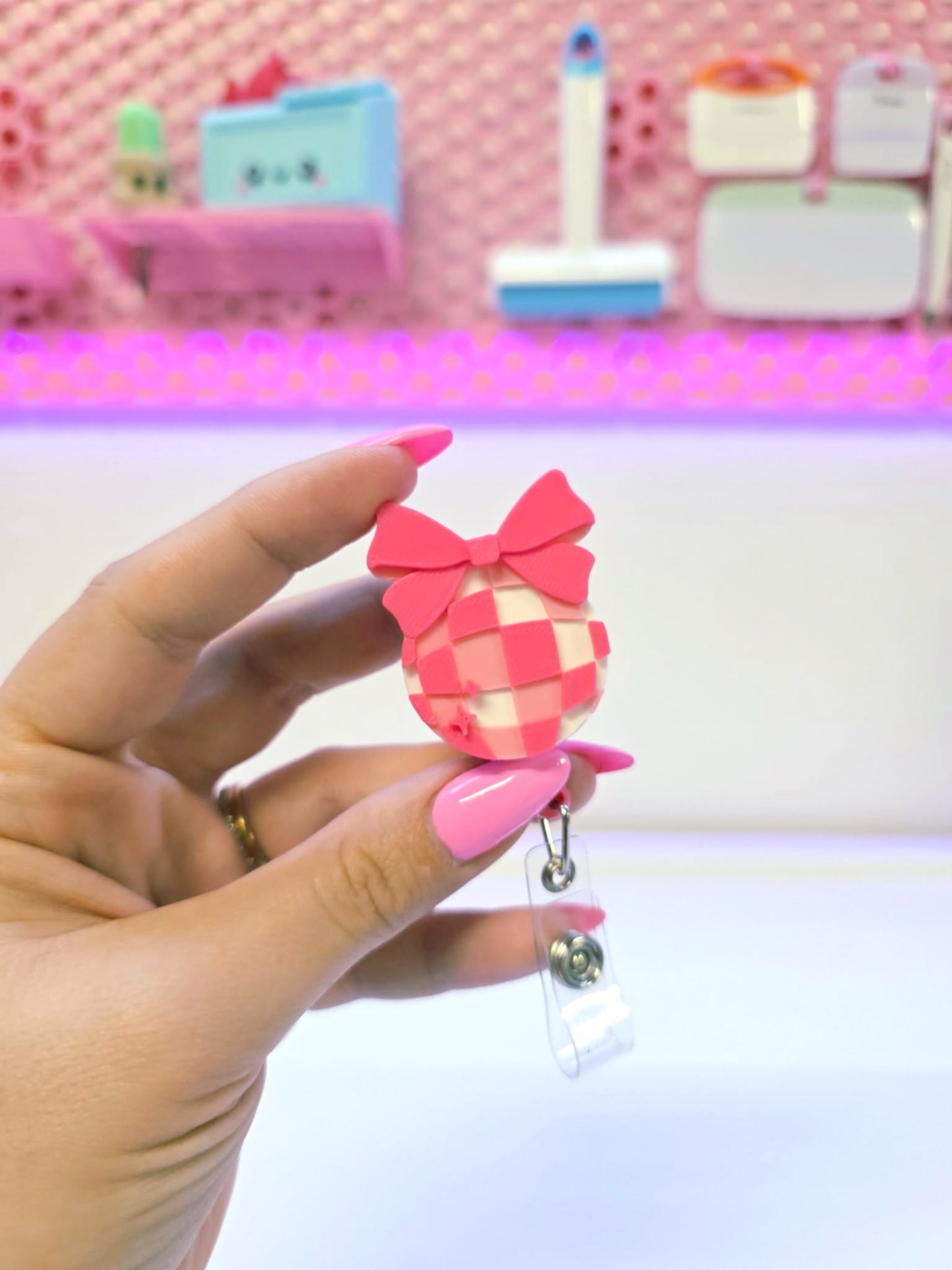 Disco Bow Badge Reel Topper 3D Print File (STL & 3MF Digital Download)