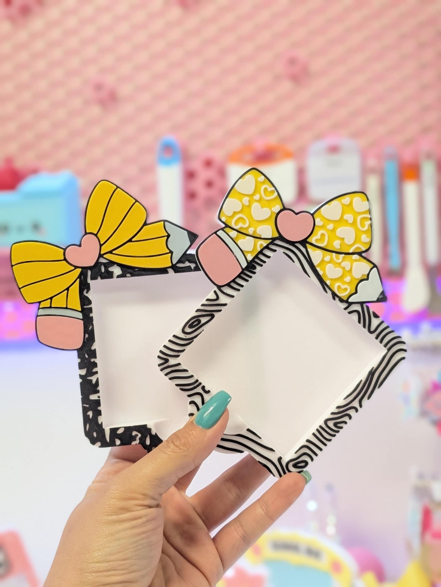 Heart Pencil Bow Sticky Note Holder - STL & 3MF - Digital Download