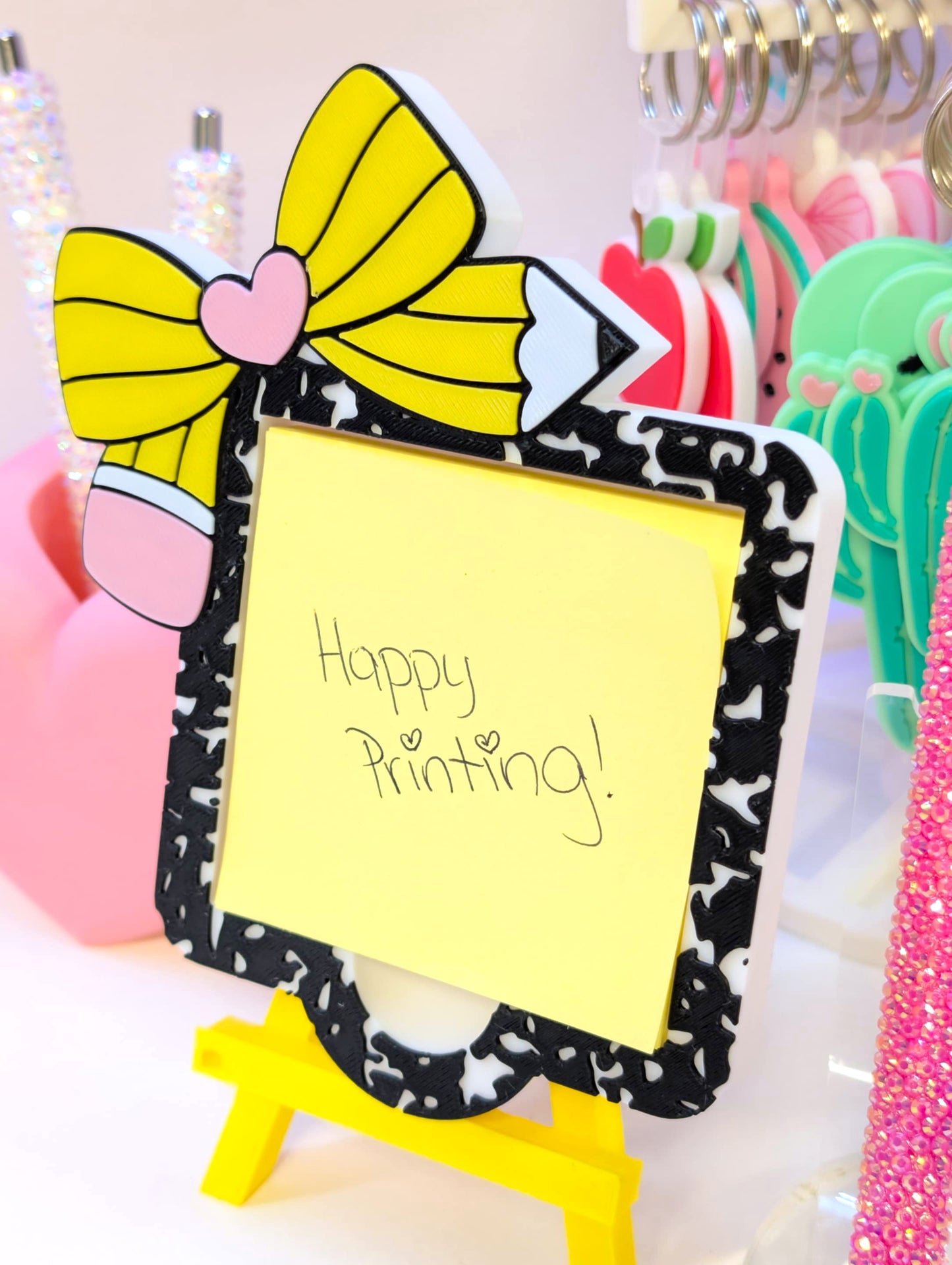 Composition Pencil Bow Sticky Note Holder - STL & 3MF - Digital Download