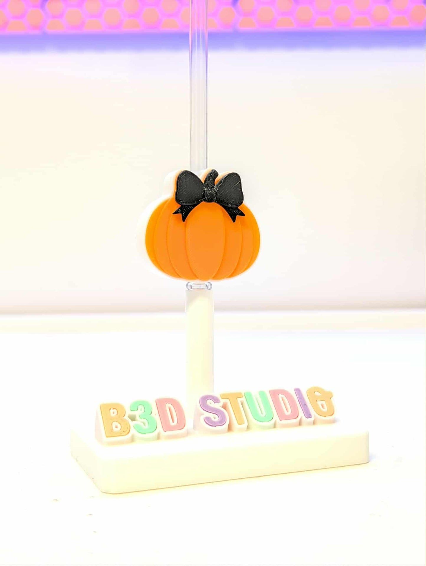 Bow Pumpkin Straw Topper 3D Print File (STL & 3MF Digital Download) 8mm + 10mm Sizes