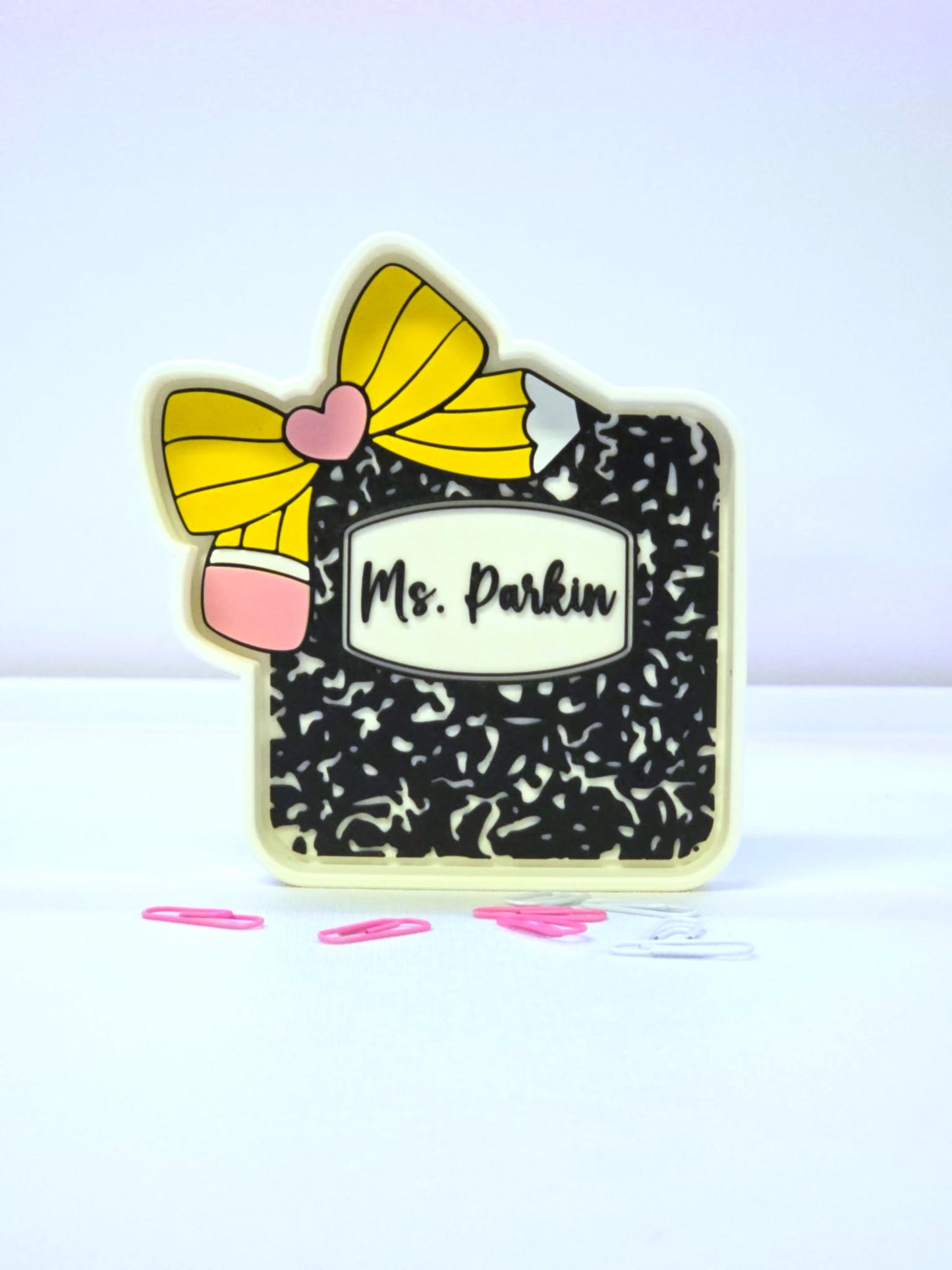 Composition Pencil Bow Trinket Dish STL & 3MF File – 3D Print Desk Organizer (Digital Download)