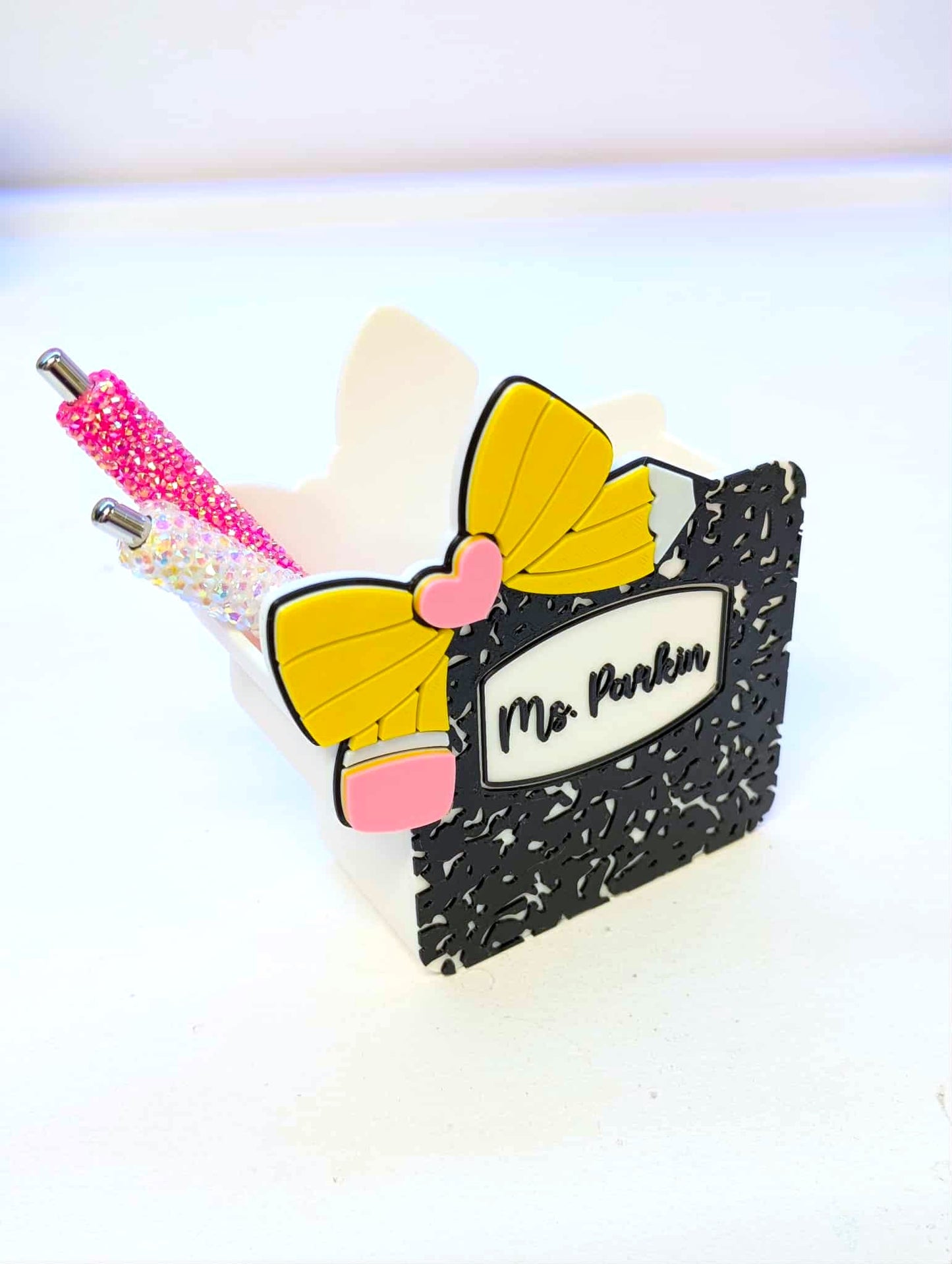 Digital Download - Editable Composition Pencil Bow Pen Holder STL & 3MF File