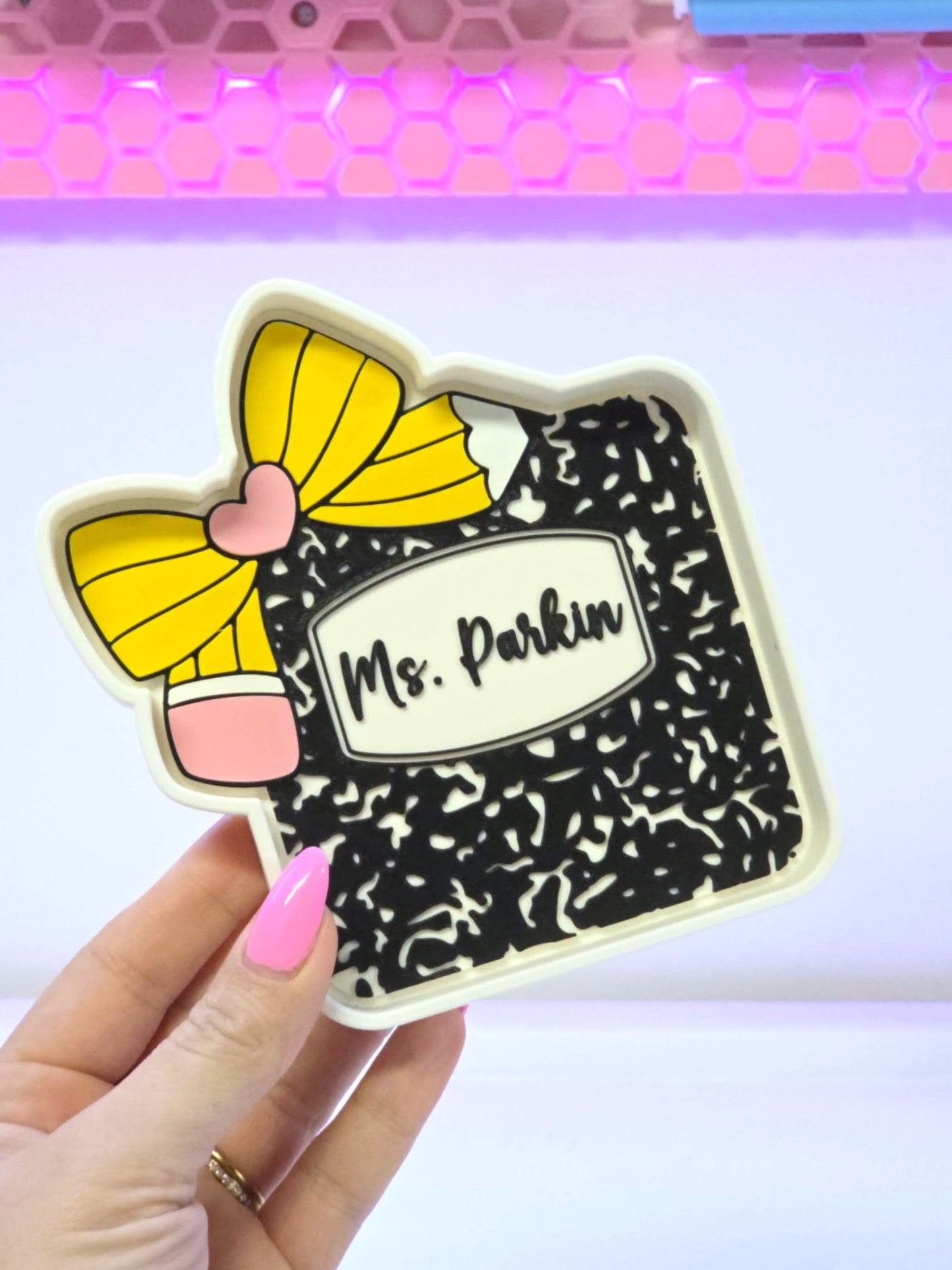 Composition Pencil Bow Trinket Dish STL & 3MF File – 3D Print Desk Organizer (Digital Download)