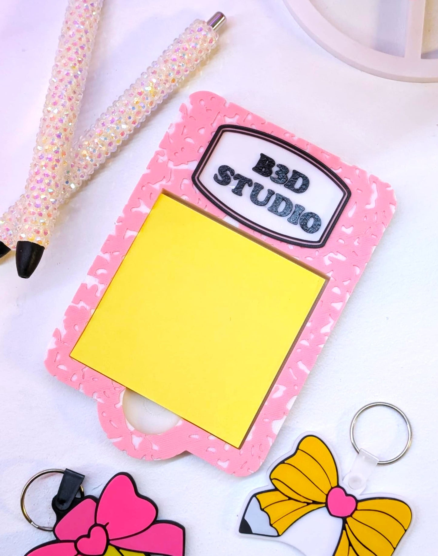 Editable Composition Book Sticky Note Holder - STL & 3MF - Digital Download