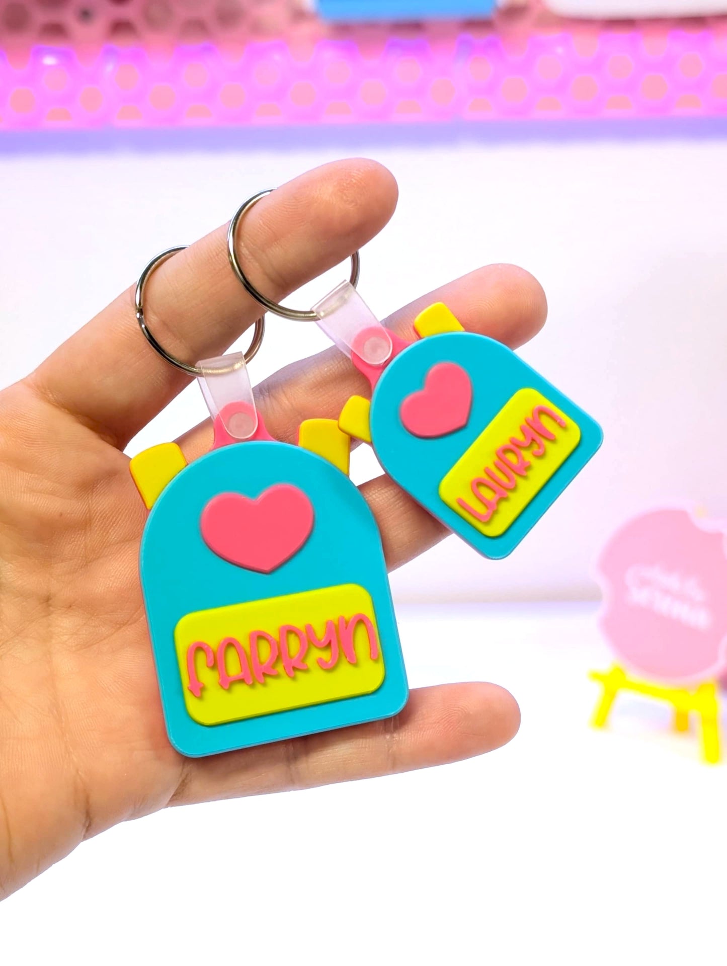 Digital Download - Editable Text Heart Backpack NFC Keychain