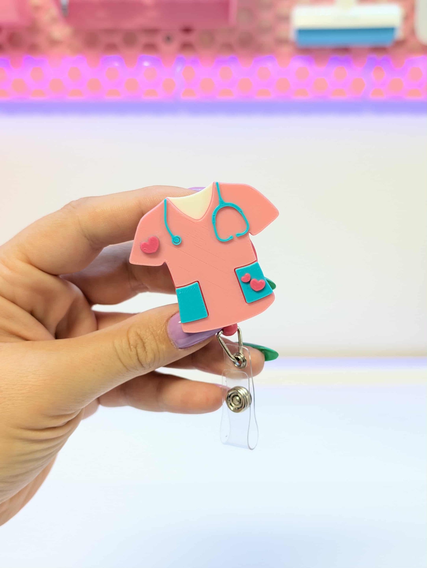 Scrub Top Badge Reel Topper Flat Back 3D Print File (STL & 3MF Digital Download)