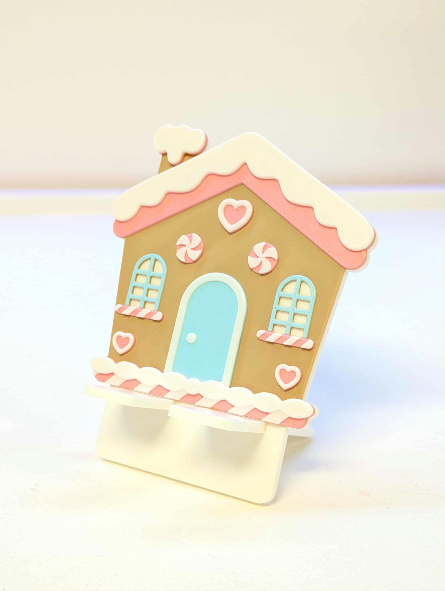 Gingerbread House Phone Holder 3D Print File: Holiday Desk Decor (STL/3MF Digital Download)
