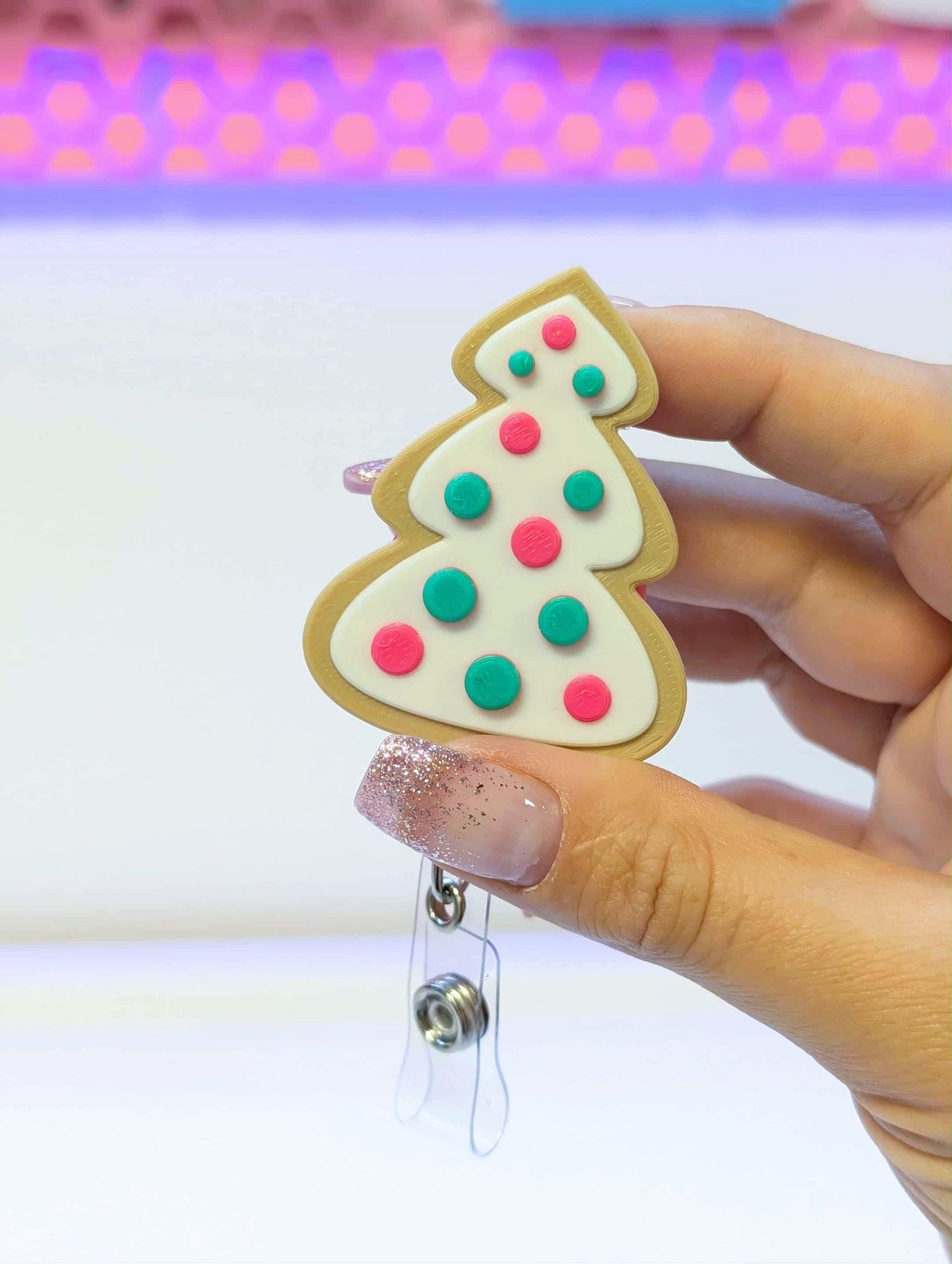 Christmas Cookie Tree Badge Reel Topper Flat Back 3D Print File (STL & 3MF Digital Download)