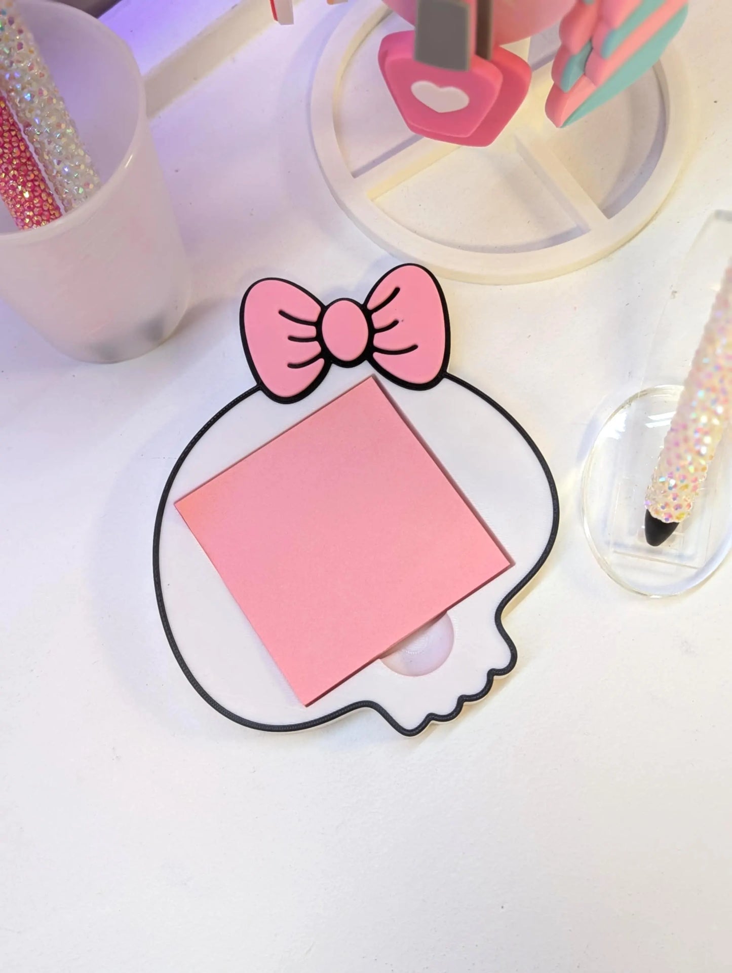 Skull Bow Sticky Note Holder - STL & 3MF - Digital Download