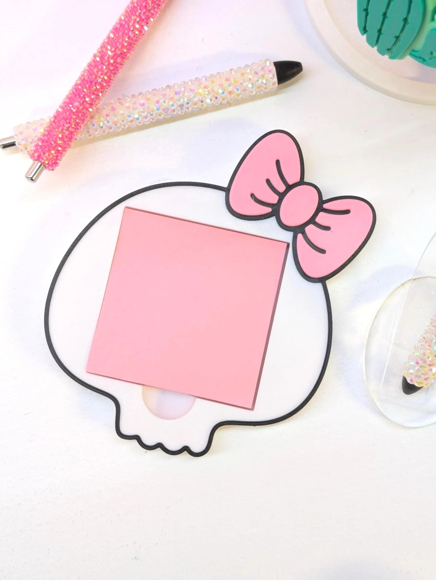 Skull Bow Sticky Note Holder - STL & 3MF - Digital Download