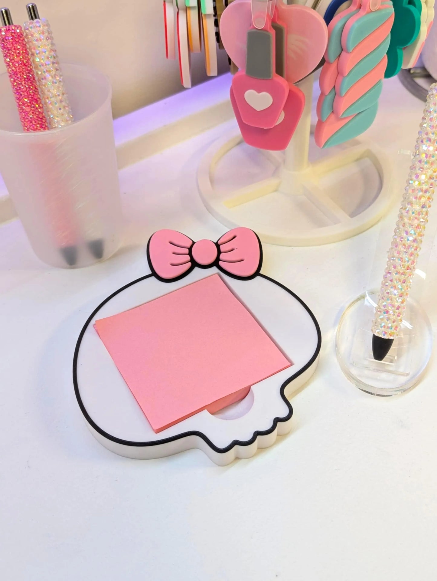 Skull Bow Sticky Note Holder - STL & 3MF - Digital Download