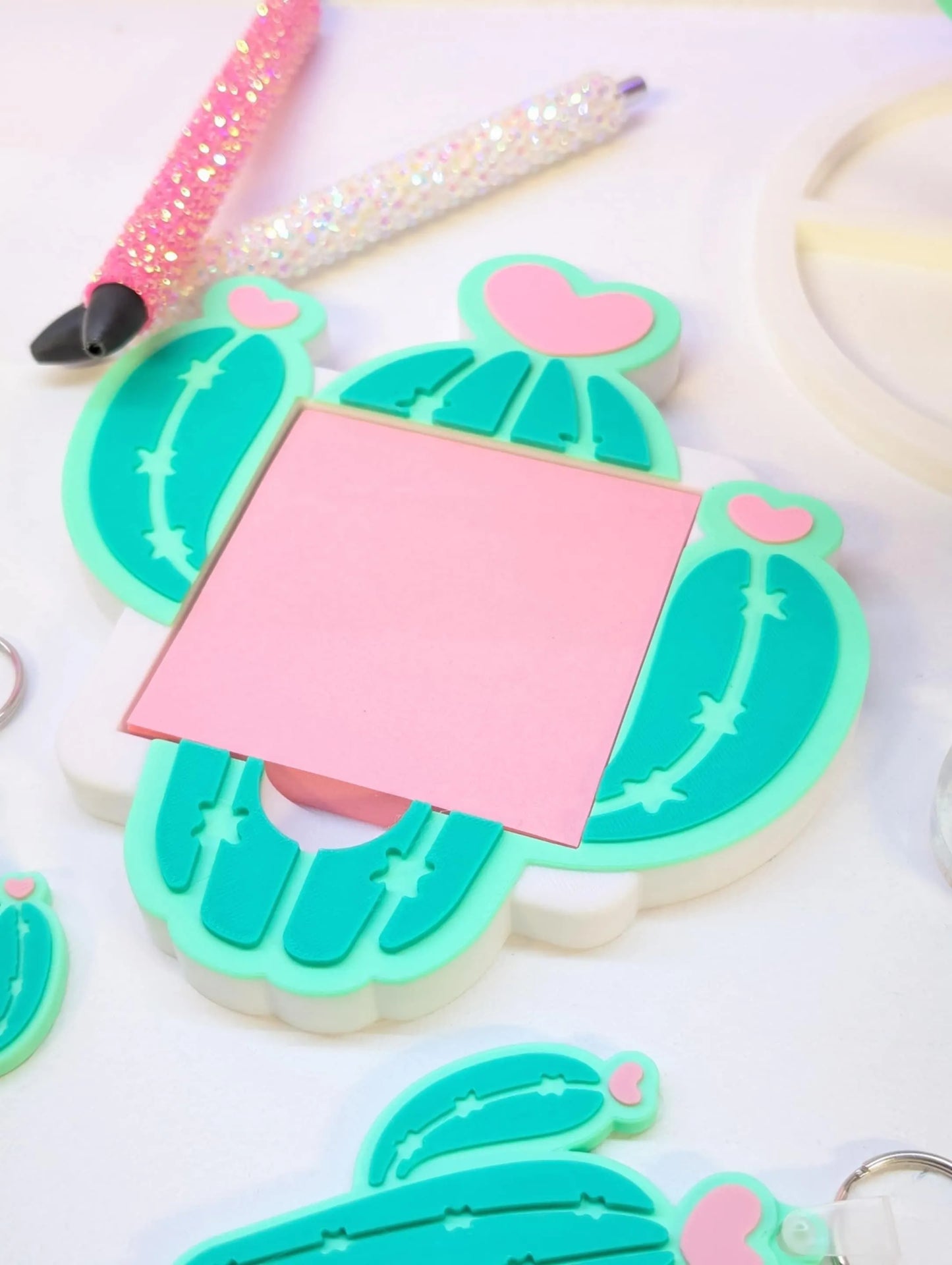 Heart Cactus Sticky Note Holder - STL & 3MF - Digital Download