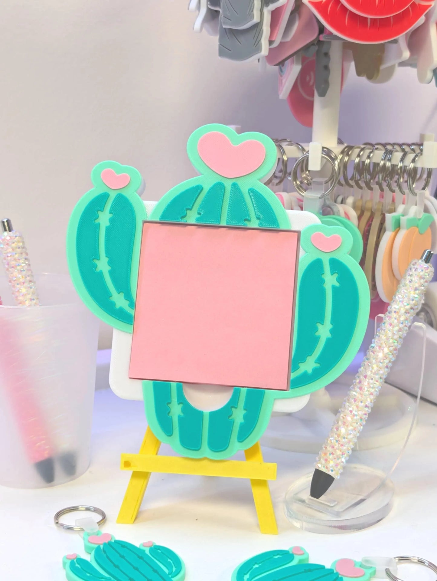 Heart Cactus Sticky Note Holder - STL & 3MF - Digital Download