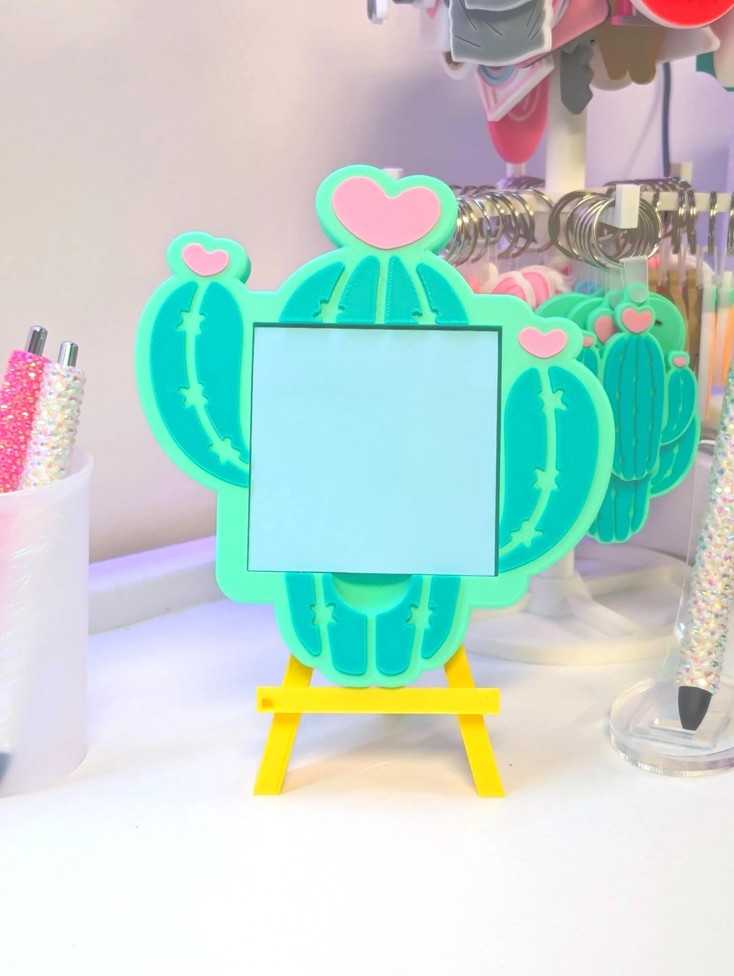 V2 Heart Cactus Sticky Note Holder - STL & 3MF - Digital Download
