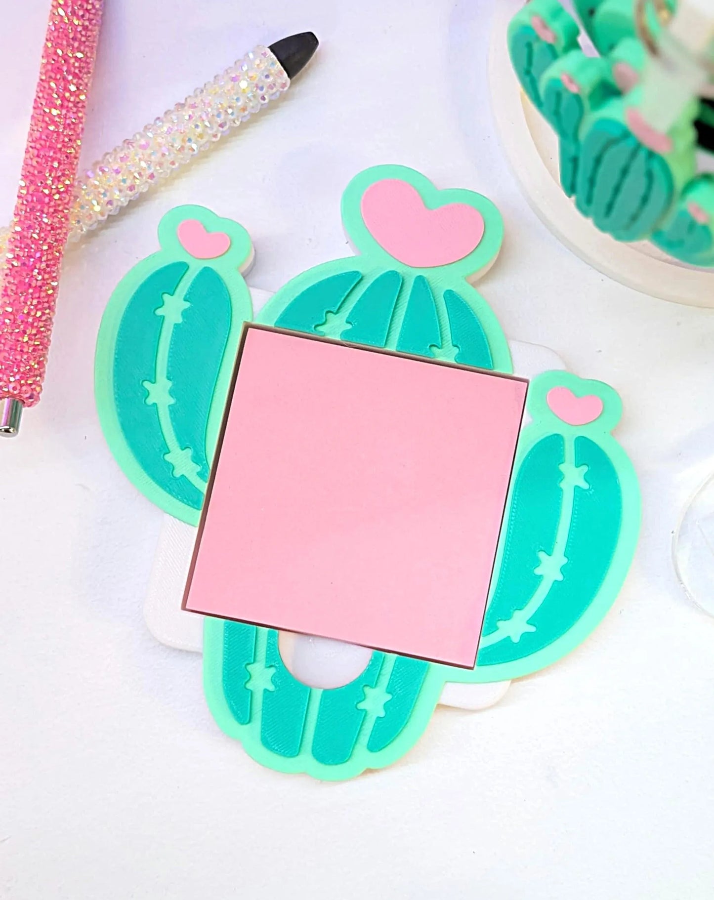 Heart Cactus Sticky Note Holder - STL & 3MF - Digital Download