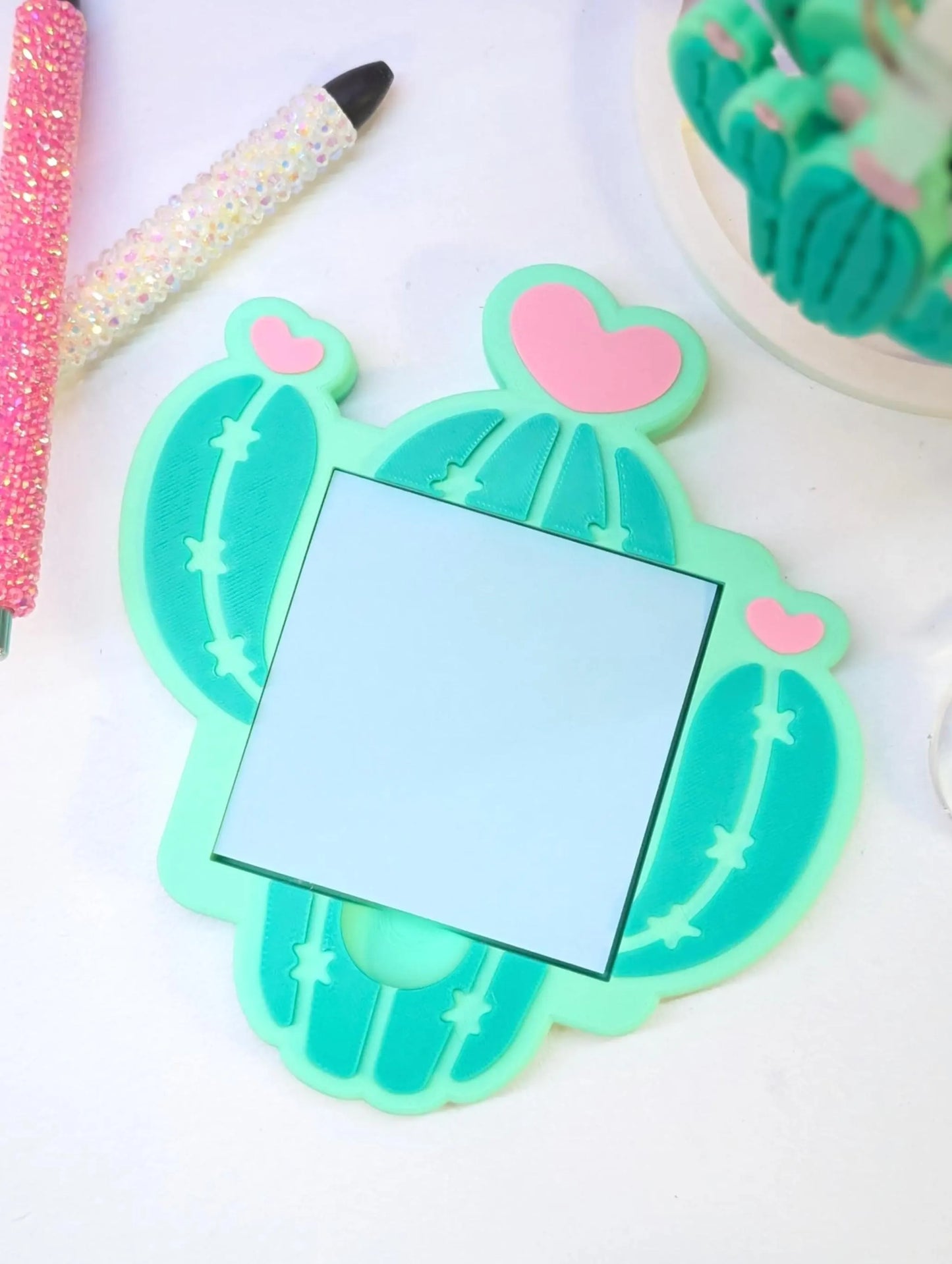 V2 Heart Cactus Sticky Note Holder - STL & 3MF - Digital Download