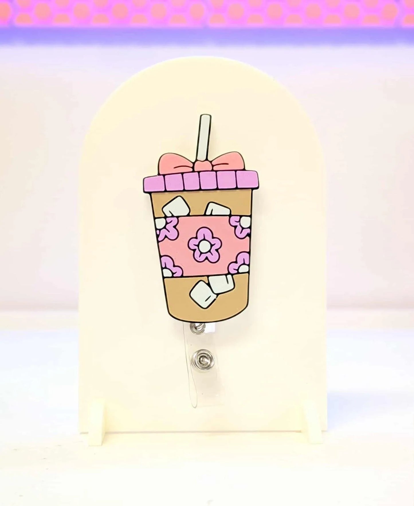 Iced Coffee Badge Reel Topper 3D Print File (STL & 3MF Digital Download)