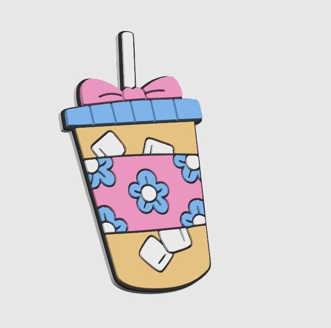 Iced Coffee Badge Reel Topper 3D Print File (STL & 3MF Digital Download)