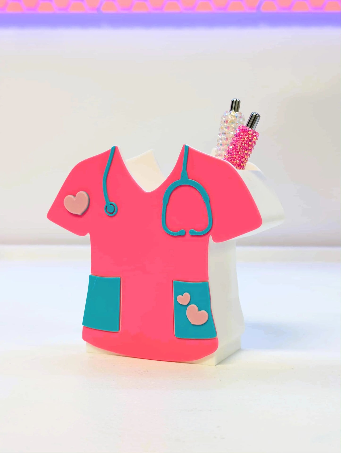 Scrub Top Pen Holder 3D Printable: Desk Decor (STL + 3MF File)