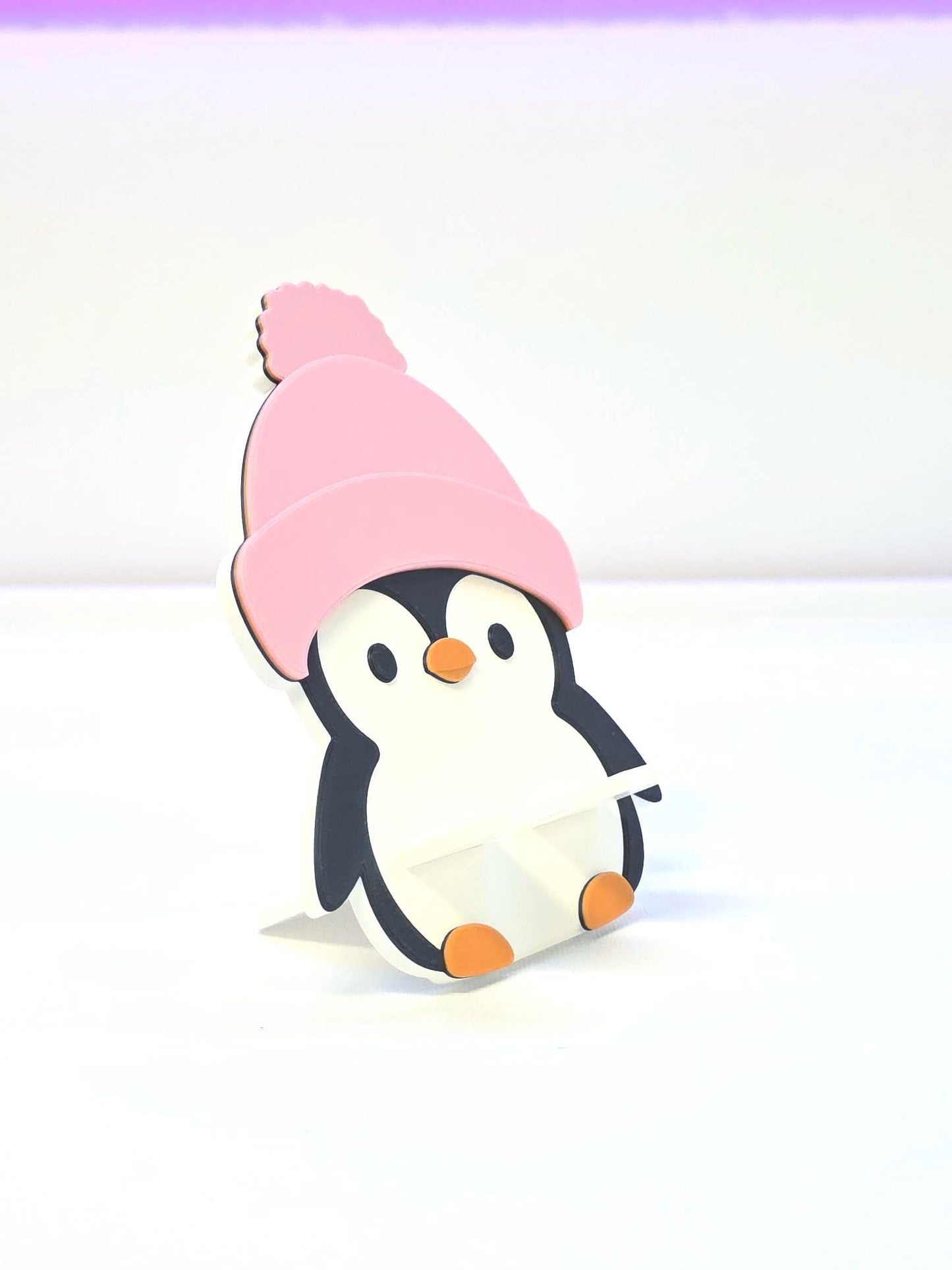 Cute Penguin Phone Holder 3D Print File: Fun Desk Decor (STL/3MF Digital Download)