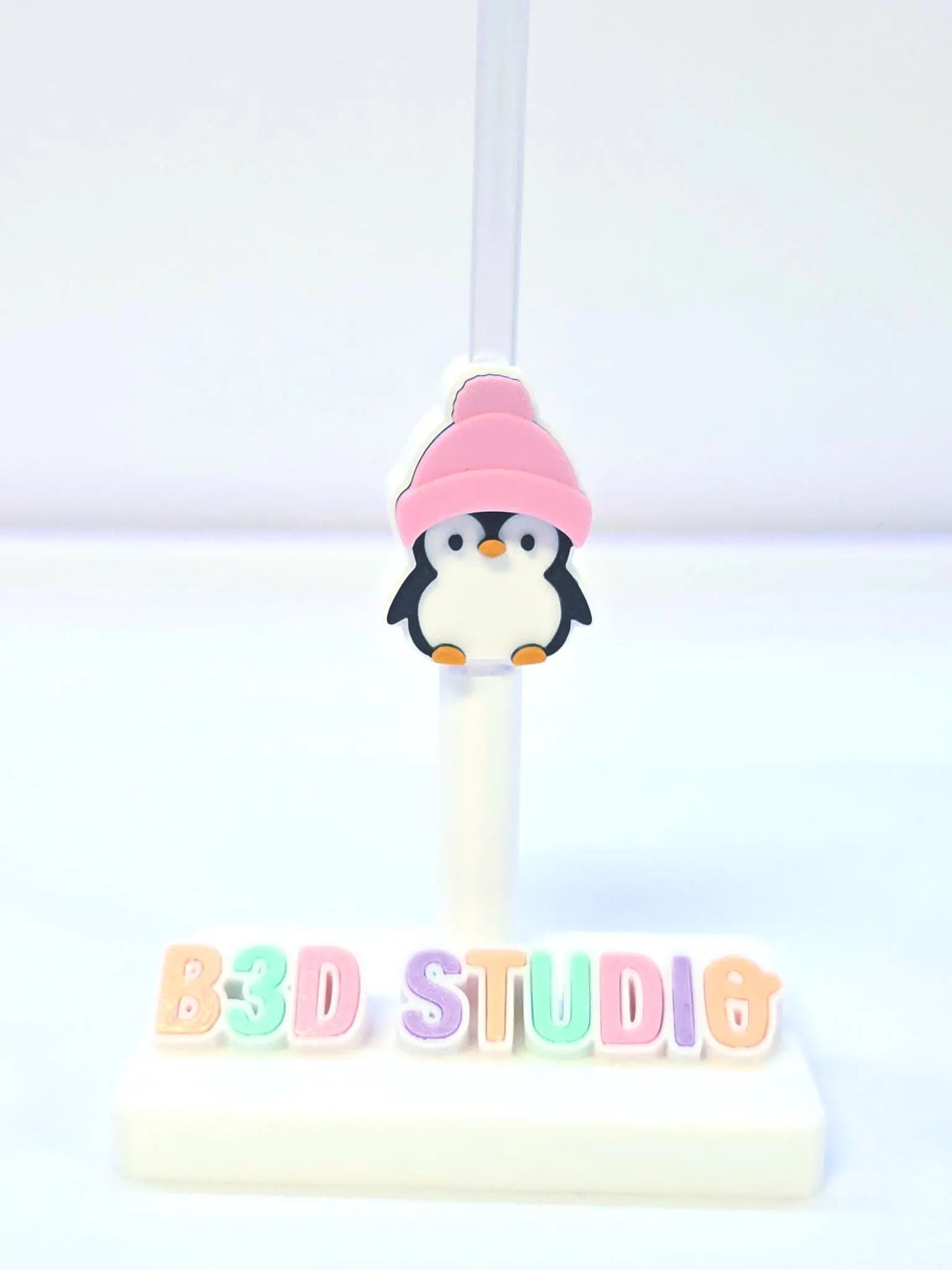 Cute Penguin Straw Topper 3D Print File (STL & 3MF Digital Download) 8mm + 10mm Sizes