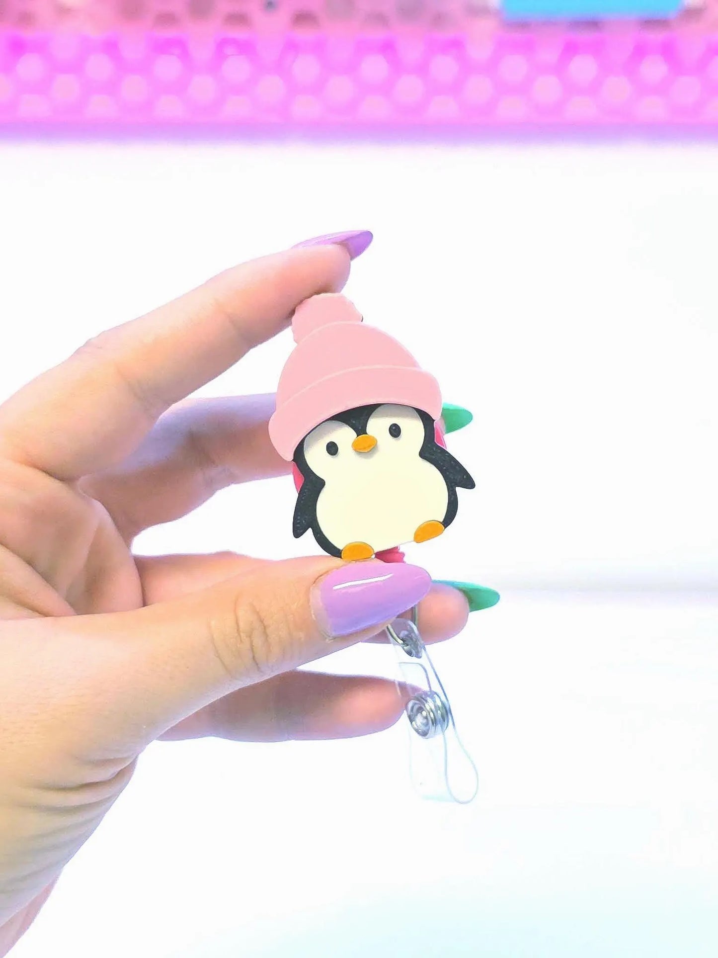 Cute Penguin Badge Reel Topper, Flat Back 3D Print File (STL/3MF Digital Download)
