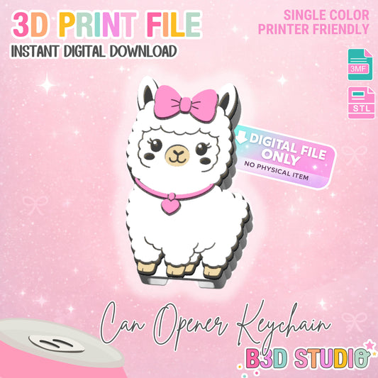 Llama Can Opener Keychain 3D Print File (STL + 3MF Digital Download)