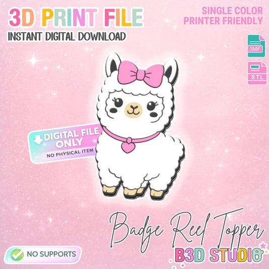 Llama Flat Back Topper 3D Print File (STL & 3MF Digital Download)