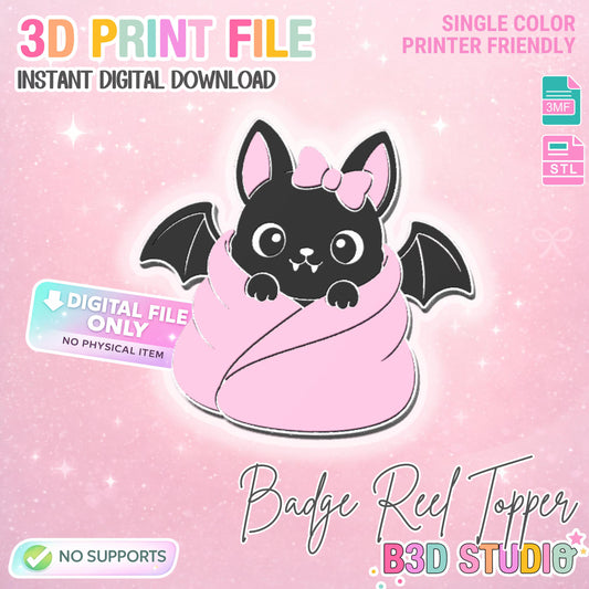 Cozy Bat Flat Back Topper 3D Print File (STL & 3MF Digital Download)
